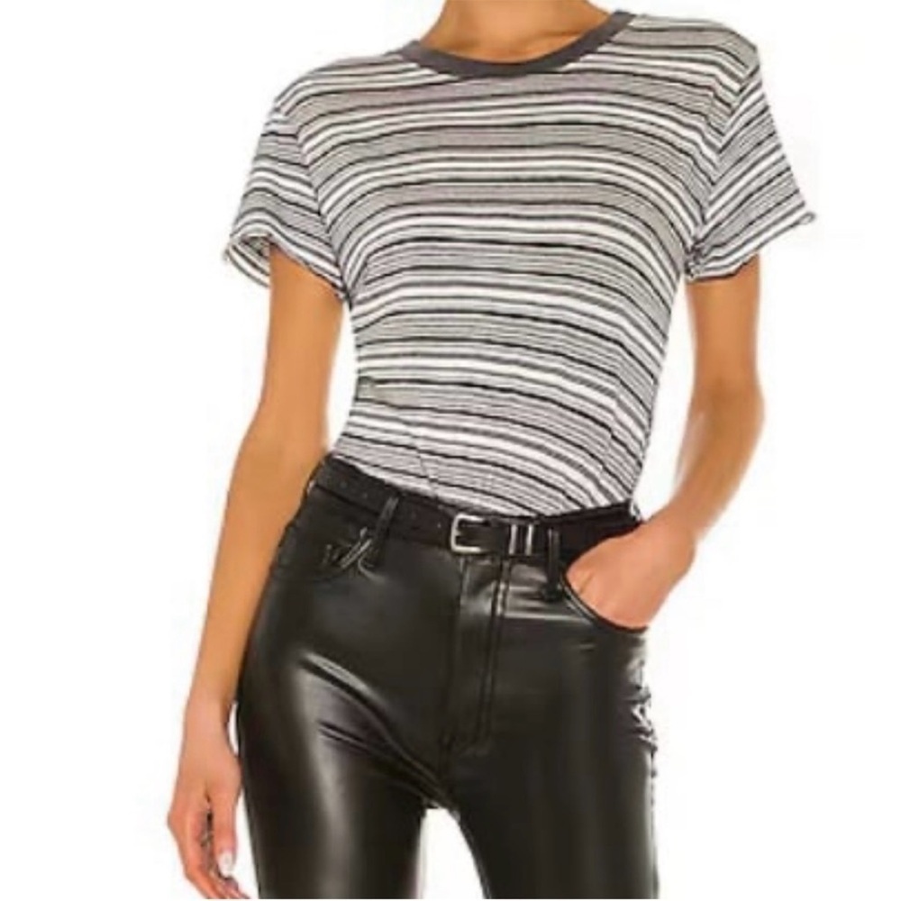Frank and Eileen Tee Lab Womens Heritage Jersey Tee Multi Gray Stripe Sz S NEW